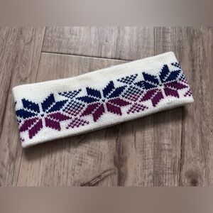 Vintage snowflake nordic scandi Scandinavian White blue Purple Knit Headband
